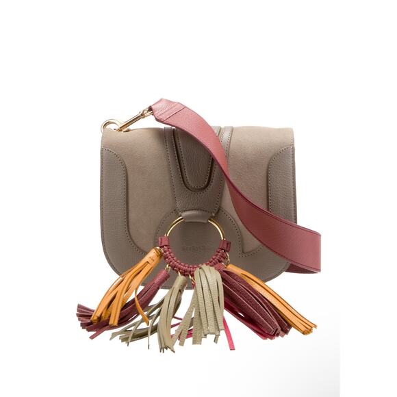 SEEBY CHLOÉ Neutral Tan Gold-Tone Hardware Tassel Leather Crossbody Purse - Picture 1 of 12